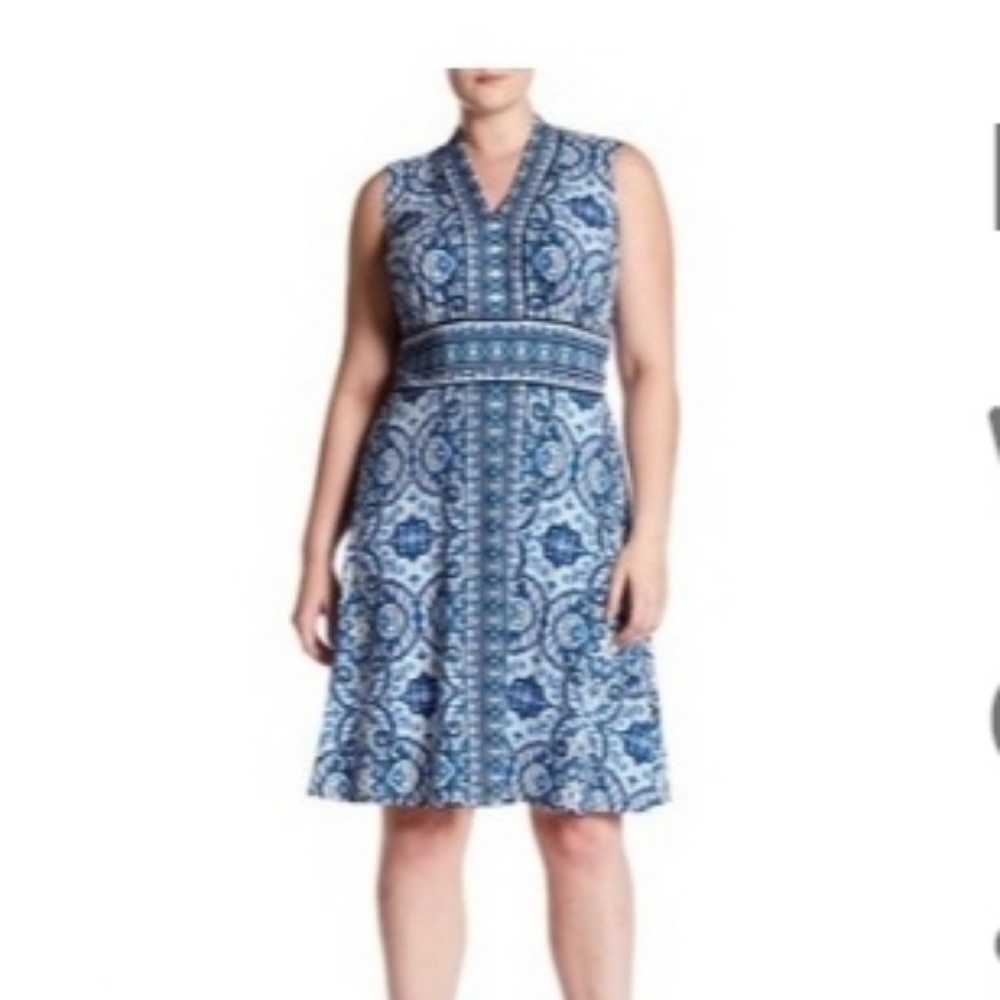 London Times V-neck Jersey Dress